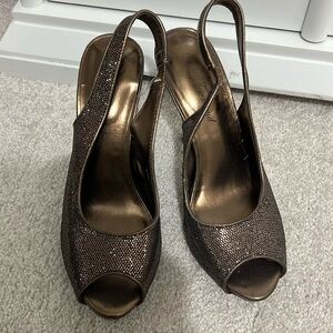 Sequin gold brown shoes